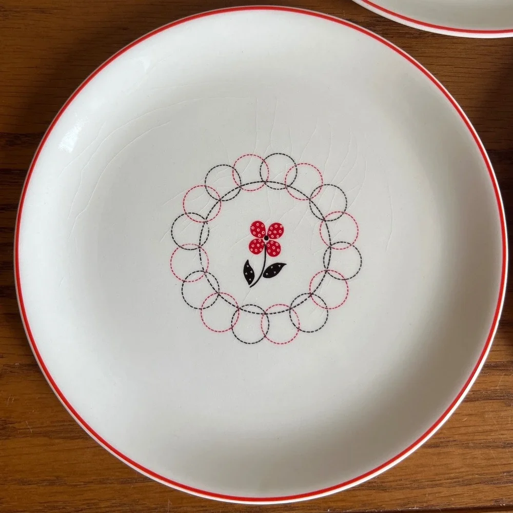 Vintage MCM Calico by Salem Salad Dessert Plates 6.25